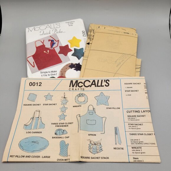 McCalls Quick Picks Craft Pattern Dog Bed Cover Apron Caps Wood Carrier UNCUT - Picture 4 of 4